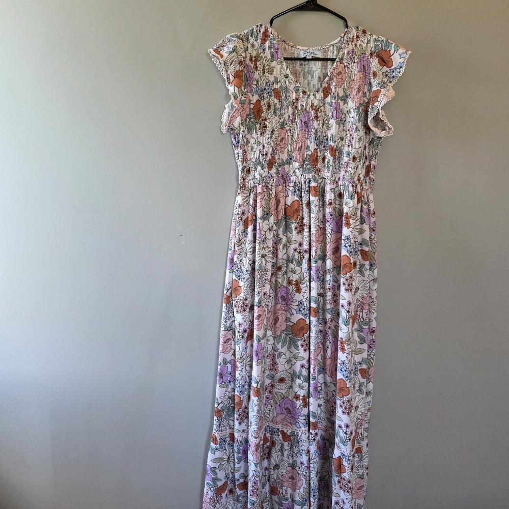 Polagram Floral Ruffle Maxi Dress